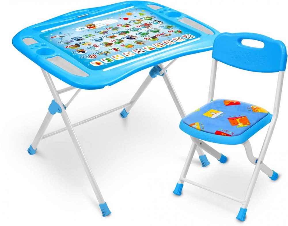 Комплект детской мебели складной НИКА NKP1/1 Азбука (пенал, стол с регулируемым наклоном и подножкой + мягкий стул с подножкой)