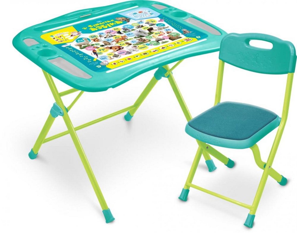 Комплект детской мебели складной НИКА NKP1/4 Пушистая азбука (пенал, стол с регулируемым наклоном и подножкой + мягкий стул с подножкой)