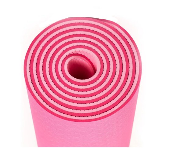 Коврик для фитнеса гимнастический Zez Sport TPE-6108 8 мм (малиновый/розовый)