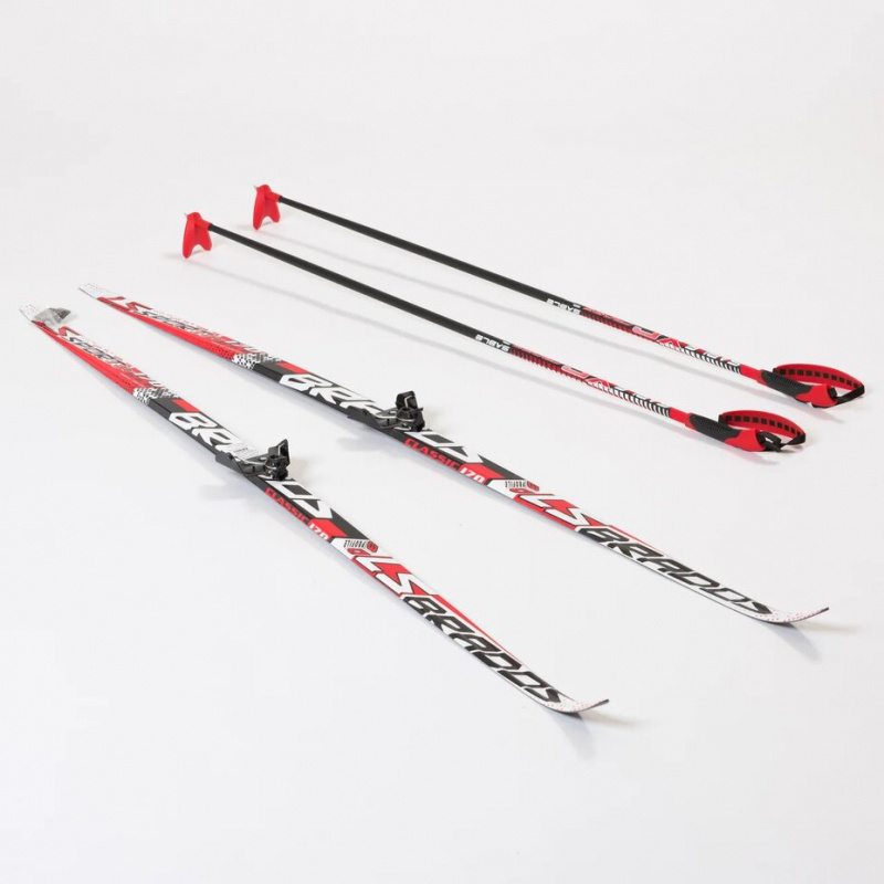 Лыжи STC с креплением 75 мм и палками (170 см)
