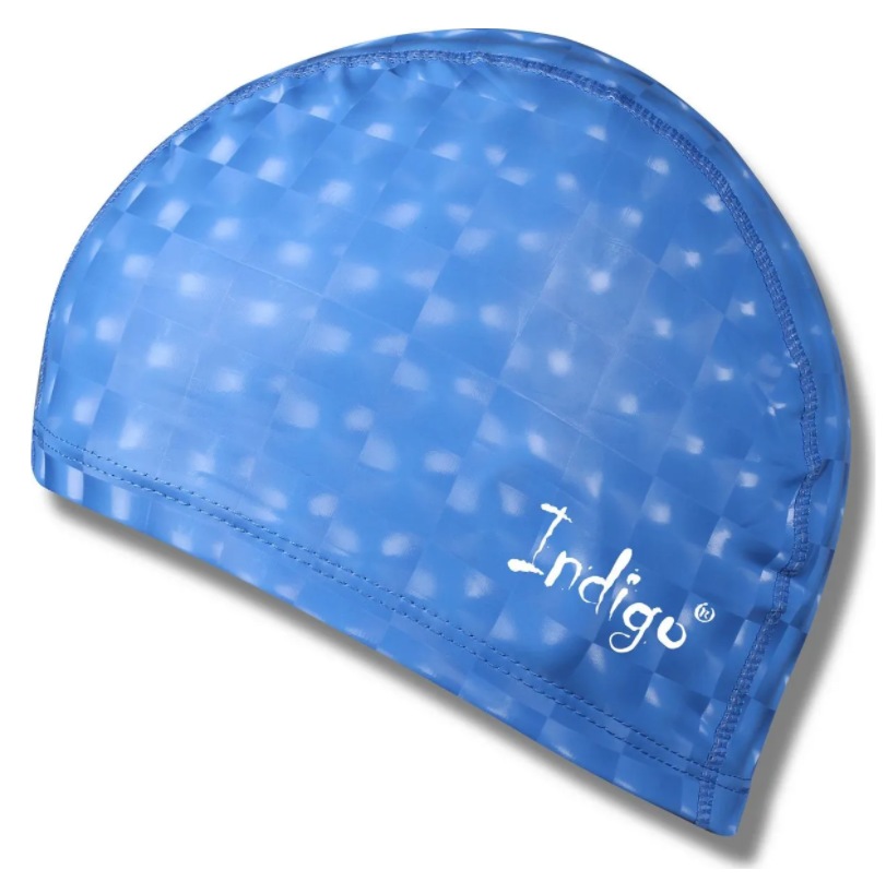Шапочка для плавания с эффектом 3D INDIGO IN047 синяя комби с ПУ