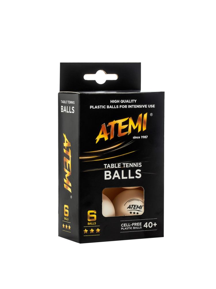 Мячи для настольного тенниса Atemi 3* белые (6 шт)