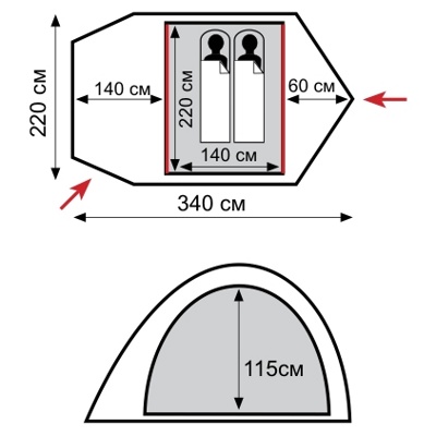 Палатка туристическая 2-x местная Tramp COLIBRI PLUS (V2) (6000 mm)