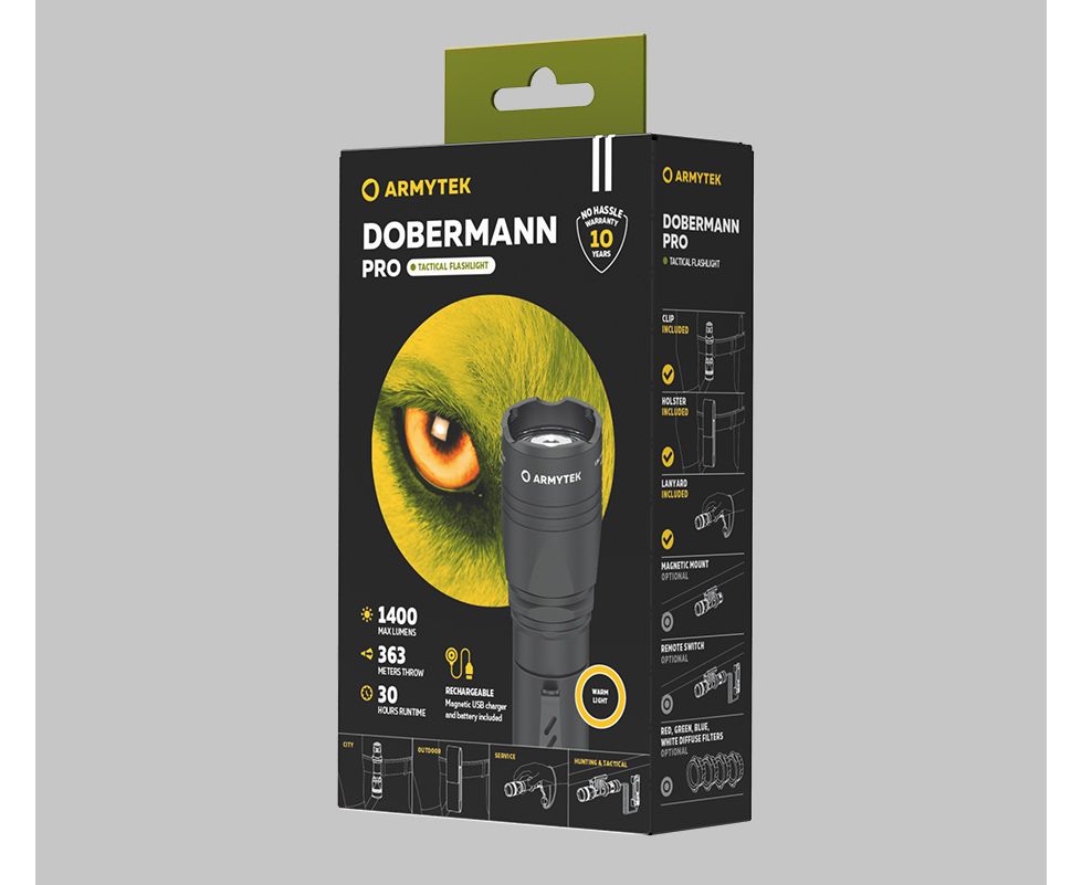 Тактический фонарь Armytek Dobermann Pro Magnet USB White F07501C