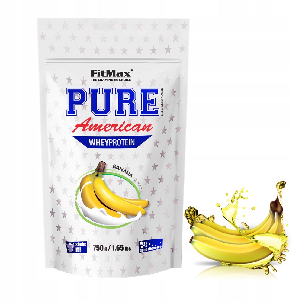 Протеин сывороточный (сывороточный концентрат+соевый изолят) Pure American FitMax 750г (банан)