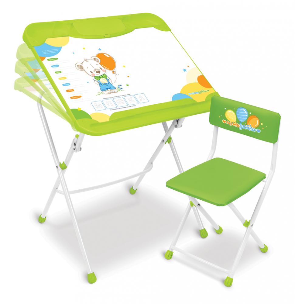 Комплект детской мебели складной 3в1 НИКА КНД5-1 Охотник синий (регулируемая парта-мольберт с подножкой и пеналами+стул с подножкой)