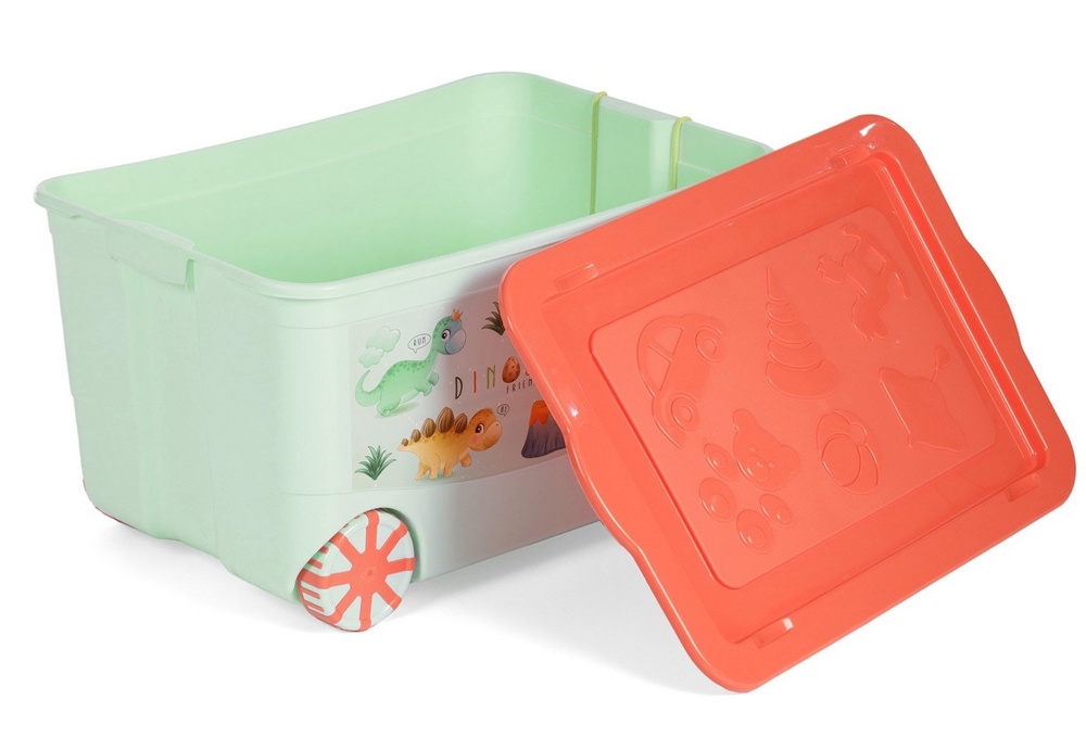 Ящик для хранения 80л KidsBox на колесах Эльфпласт 449 Динозаврики - фото2